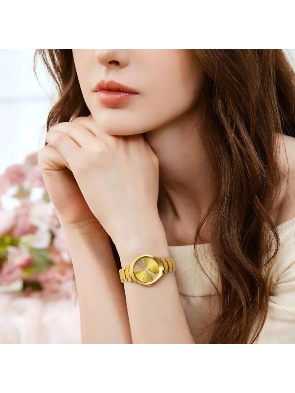 Women's Gold Analog Quartz Simple Design Band Adjustment Water Resistant Watch